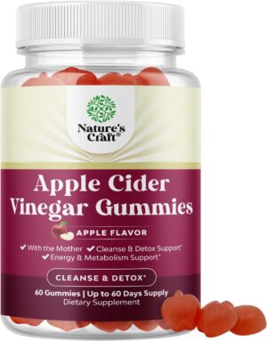 Apple Cider Vinegar Gummies for Weight Loss - Cleanse & Detox Gummies for Gut Health, Bloating & Energy Support - ACV Chews with B12 Vitamin, B6 & Pomegranate for Better Metabolism - 60 Count