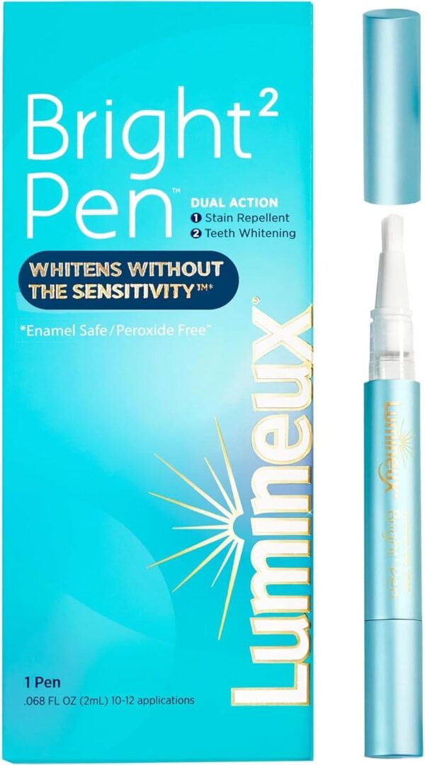 Lumineux 2-in-1 Whitening Pen (1 Pack) Enamel Safe and Clinically Proven to Whiten Without The Sensitivity - Removes Coffee, Tea, and Smoking Stains