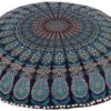Cotton Large 32" Mandala Floor Pillow Cover Meditation Cushion Seating Throw Cover Hippie Decorative Bohemian Pouf Bohemian Indian Pouf Cover (Blue)