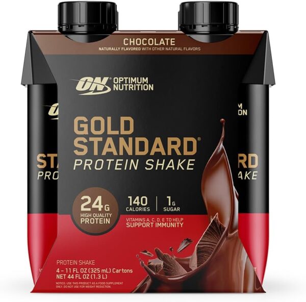 Optimum Nutrition Gold Standard Protein Shake, 24g Protein, Ready to Drink Protein Drinks, Chocolate, 11 Fl Oz, 12 Count (Pack of 1) (Packaging May Vary)