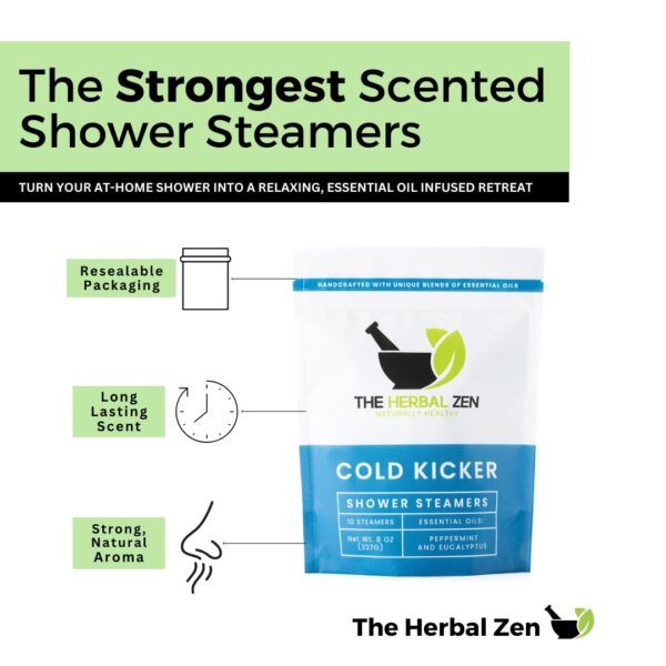 Cold Kicker Shower Steamers Aromatherapy, Eucalyptus Shower Steamer, Shower Bombs Made in the USA, Menthol Shower Steamer, Self Care Gifts, Christmas Gifts, Shower Steamers for Women and Men