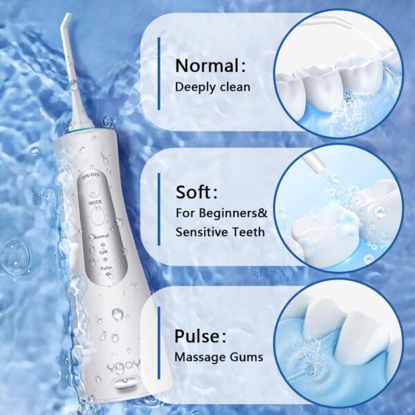 Water Dental Flosser Teeth Pick Portable Cordless Oral Irrigator Gums Braces Orthodontic Care Irrigation Cleaner Electric Waterflosser Flossing for Teeth Cleaning Rechargeable for Home Travel