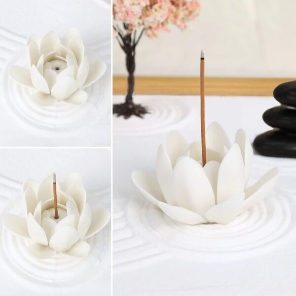 Zen Garden Kit for Office Desk, Japanese Meditation Decor Sand Art with Tray/Buddha Statue/Handmade Ceramic Lotus Incense Holder/Zen Accessories, Spiritual Gift for Women Men Yoga Mind Relaxation