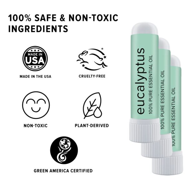 MOXĒ Eucalyptus Essential Oil Nasal Inhaler, Sinus & Congestion Relief, Daily Relaxation, Stress Relief, Therapeutic No-Mess Aromatherapy, Pure and Natural, Made in USA (3 Pack)