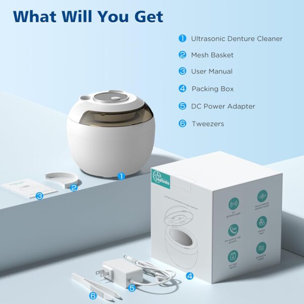 45kHz Ultrasonic Retainer Cleaner Machine, 200ML Denture Cleaner, 4 Modes with Digital Timer Mouth Guard Cleaner for Aligner, Night guard, Braces, Toothbrush, Jewelry and More (White)
