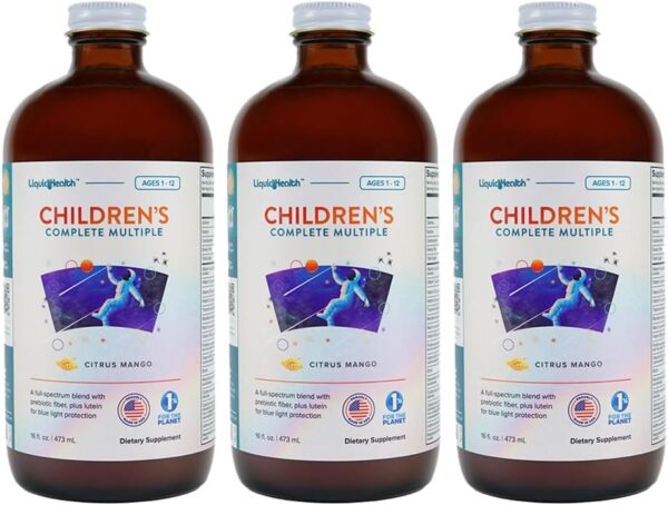 LIQUIDHEALTH 16 Oz Kids Liquid Multivitamin Complete Multiple for Children, Toddlers - Essential Vitamins & Minerals Supplement, Immune Support, Gluten Free, Non GMO, Prebiotic Fiber
