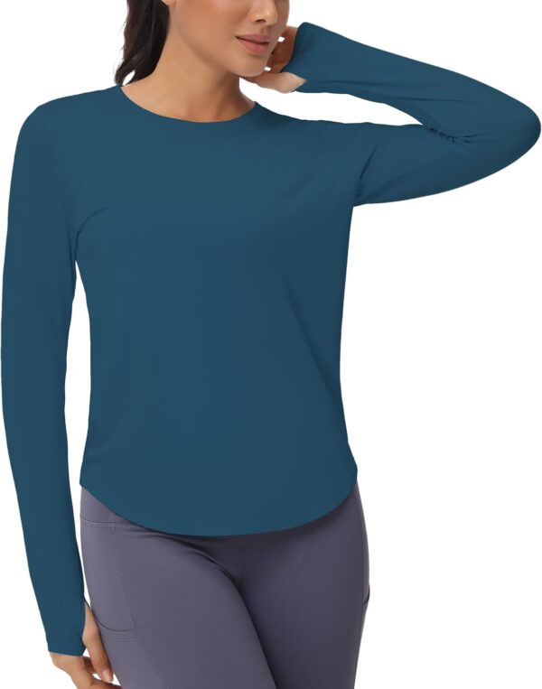 THE GYM PEOPLE Women's Long Sleeve Workout Shirts Athletic Crewneck Hiking Tops with Thumb Hole