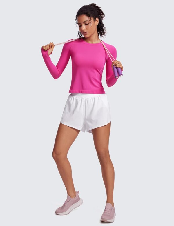 CRZ YOGA Womens Seamless Workout Long Sleeve Shirts Quick Dry Gym Athletic Tops Breathable Running Yoga T-Shirts