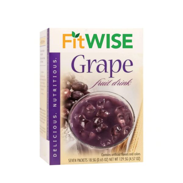 FITWISE - High Protein Diet Fruit Drink - 15g Protein - Low Calorie - Low Carb - Low Sugar - Fat Free, Ideal Protein Compatible, 7 Servings Per Box (Grape)