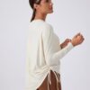altiland Drawstring Side Ruched Long Sleeve Workout Shirts for Women, Buttery Soft Running Gym Athletic Yoga Tops Loose Fit