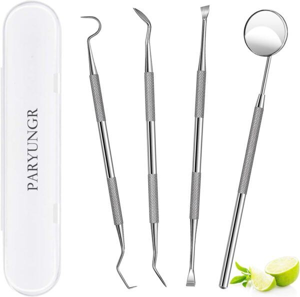 61kCoI55pmL._AC_SL1500_.jpg Dental Tools, Professional Teeth Cleaning Oral Care Hygiene Kit, Stainless Steel Dental Pick Tooth Scraper Tartar Plaque Remover for Dentist, Personal, Pet Use with Storage Box