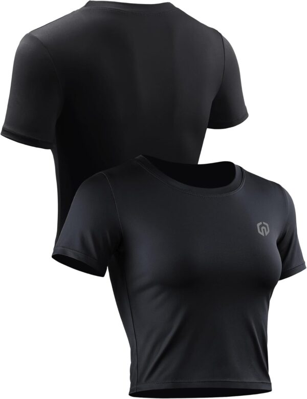 NELEUS Women's Running Crop Tank Tops Dry Fit Workout Athletic Crop Shirts Pack of 3