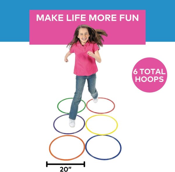 Fun Express Large 20 Inch Obstacle Course Agility Rings, Set of 6 Rings, Great for Physical Education, Festivals and Outdoor Activities, School Recess Equiments, Kid's Fitness, Assorted Colors