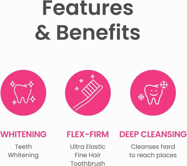 Euthymol Whitening Toothbrush (White, 6 Count) - Premium Soft Dual-Tension Bristles. Advanced Plaque Removal, Stain Reduction.