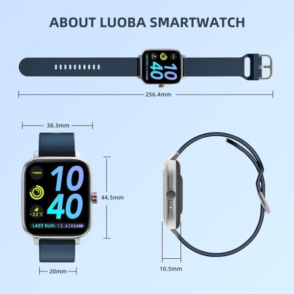 Luoba Smart Watches for Men, 1.69'' Answer/Make Call Android Smartwatch Activity Fitness Tracker with Heart Rate Sleep Monitor Calorie Step Counter Digital Fitness Watch Compatible Android iOS, Blue