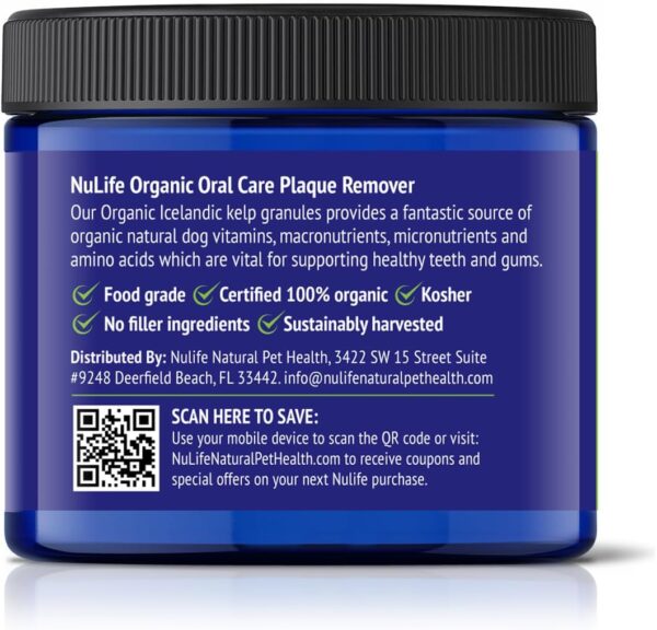 61kf30znqTL._AC_SL1198_.jpg Dog Teeth Cleaning Powder, Dog Plaque and Tartar Remover, Bad Breath Treatment for Dogs with USDA Organic Sea Kelp Powder, Dog Dental Care Made Easy, for All Ages, 6oz