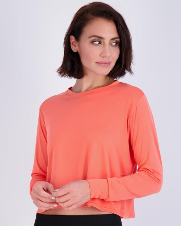 Real Essentials 5 Pack: Women's Dry Fit Crop Top - Long Sleeve Crew Neck Stretch Athletic Tee (Available in Plus Size)