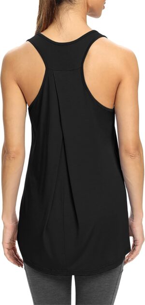 Bestisun Workout Yoga Athletic Shirts Racerback Long Tank Tops Loose fit for Women