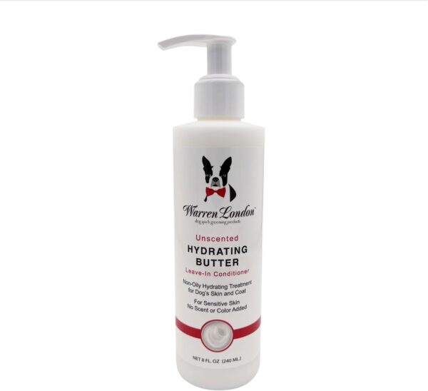 Warren London Hydrating Butter Leave in Pet Conditioner for Dogs | Lotion for Skin and Coat | Aloe Puppy & Dog Conditioner for Hair Detangler, Dry Skin, & Dandruff | Unscented 8oz