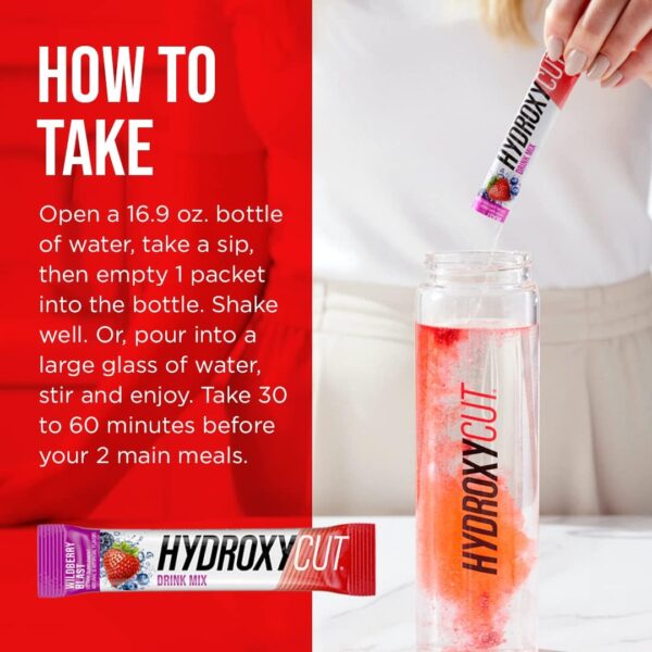 Hydroxycut Drink Mix, Wildberry Blast - 21 Travel-Size Packets - Zero Calories, Zero Sugar - Boost Metabolism, Burn Calories, Increase Energy - For Women & Men
