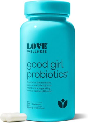 Love Wellness Good Girl Probiotics | Women's Vaginal Health Supplement | Vaginal Probiotics for Women pH Balance & Urinary Tract Health | Support Vaginal Odor & Flora | 60 Count