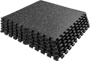 0.56in Thick 24 Sq Ft Gym Flooring for Home Gym, 6 Tiles Workout Exercise Equipment Mats, Rubber Top with EVA Foam, Interlocking Puzzle Floor Tiles for Fitness Room, Protective Flooring Mat
