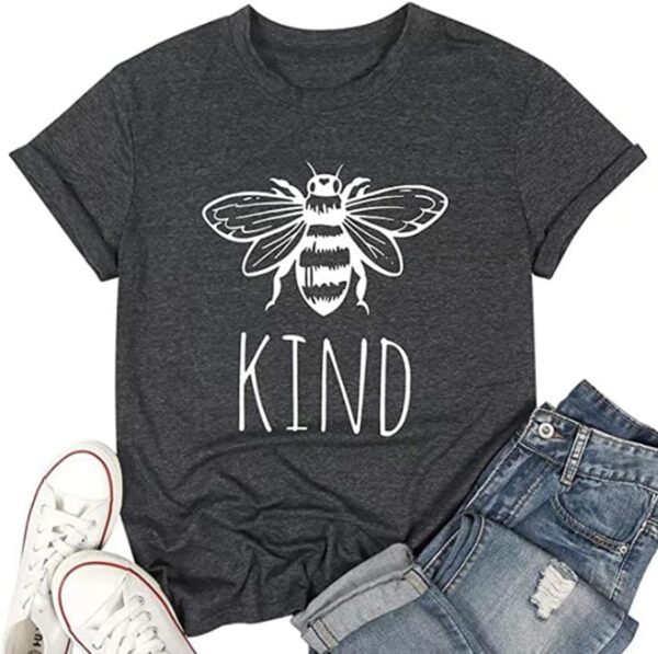 Women Short Sleeve Be Kind T-Shirt Funny Inspirational Teacher Summer Bee Kind Graphic Tee Tops