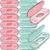 14 Packs Travel Dental Floss Pick Case, Holder, Come with 140pcs Premium QUALIALL Toothpick Flossers for Adults Teeth Cleaning, Sealed Portable Refillable, Green, Pink.