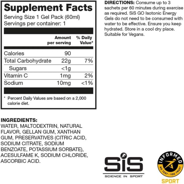 Science in Sport Energy Gel Pack, SIS Isotonic Energy Gel, 22g Fast Acting Carbs, Performance & Endurance Gels, Lemon & Lime Flavor - 2 Fl Oz (Pack of 6)