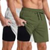 COOFANDY Men's 2 in 1 Running Shorts 2 Pack Athletic Shorts Quick Dry Gym Training Workout Shorts with Pockets