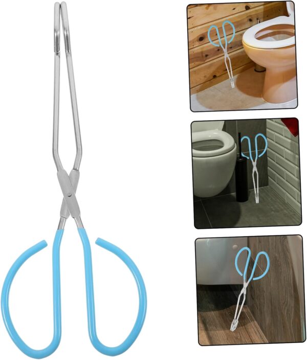 2pcs Wipe Aid Toilet Bowl Toilet Paper Toilet Tissue Tool Butt Wiper Toileting Aid Toilet Tool Self Wipe Tong Long Tongs Toilet Aid Bathroom Supplies Blue Stainless Steel