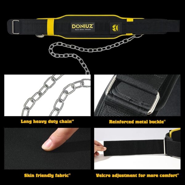 Weight Lifting Belt 2-in-1 Weightlifting & Dip Belt Self-locking Weight Belt With Iron Chain Multi-Functional Lifting Belt, Squat Belt, For Weight Training