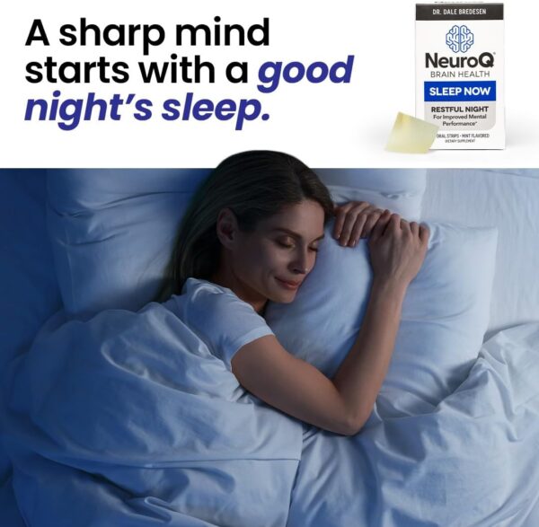 NeuroQ Sleep Now - Natural Sleep Support Supplement - Maintain Healthy Sleep Cycles & Brain Function - Melatonin & L-Theanine - Non-Habit Forming - 30 Mint Oral Strips