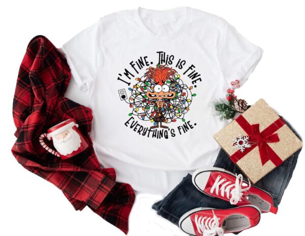 anxiety costume inside out 2 Shirt, anxiety inside out 2 Christmas costume, anxiety costume inside out Shirt, its fine im fine everythings fine, inside out anxiety, anxiety Christmas Light