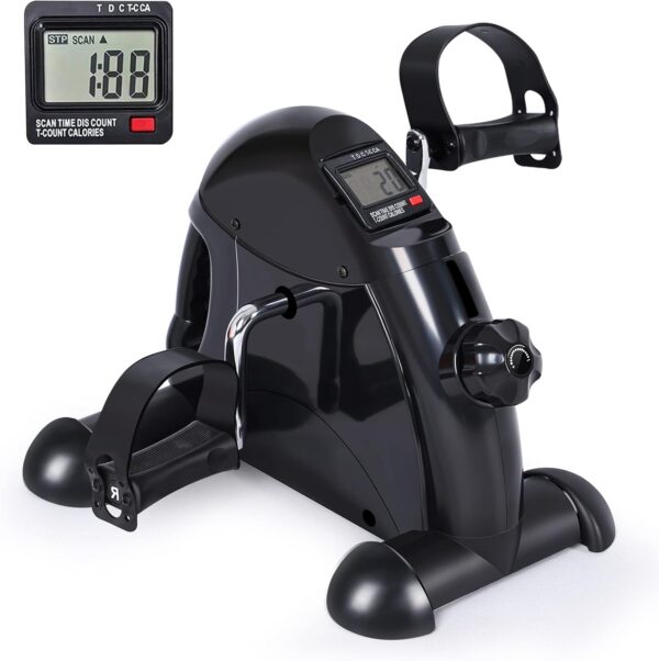 Mini Exercise Bike, Under Desk Bike Pedal Exerciser for Arm/Leg Exercise, Adjustable Resistance with LCD Screen Display for Home/Office Workout
