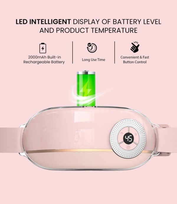 Portable Cordless Heating Pad，Heating Pad 5s Fast Heating，Heating Pads for Cramps with 3 Heat Levels and 3 Massage Modes，Menstrual Heating Pad for Women and Girl (Pink)