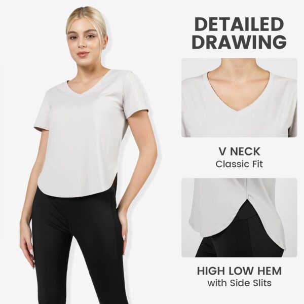 Women's Workout Tops Athletic Running Hiking Yoga Shirts V Neck Quick Dry Moisture Wicking Lightweight Breathable Activewear