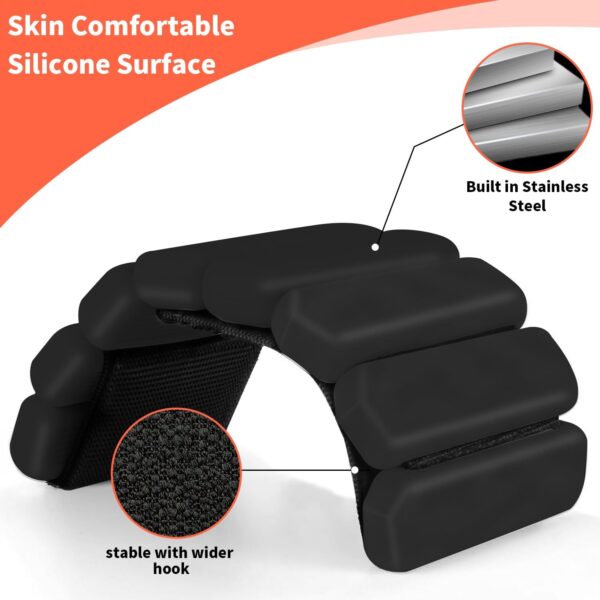 Adjustable Ankle Weights for Women Men,Wrist Weights set for Walking Running,1 Pair (1Lbs Each) Silicone Workout Weights for gym fitness, Jogging,yoga,pilates,strength training,physical therapy (Black-2)