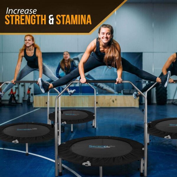 SereneLife 36"/40" Foldable Mini Trampoline - Compact Fitness Trampoline for Kids Adults, Exercise Rebounder with Foam Handle, Indoor/Garden Workout Equipment, Max Load 150/220 lbs