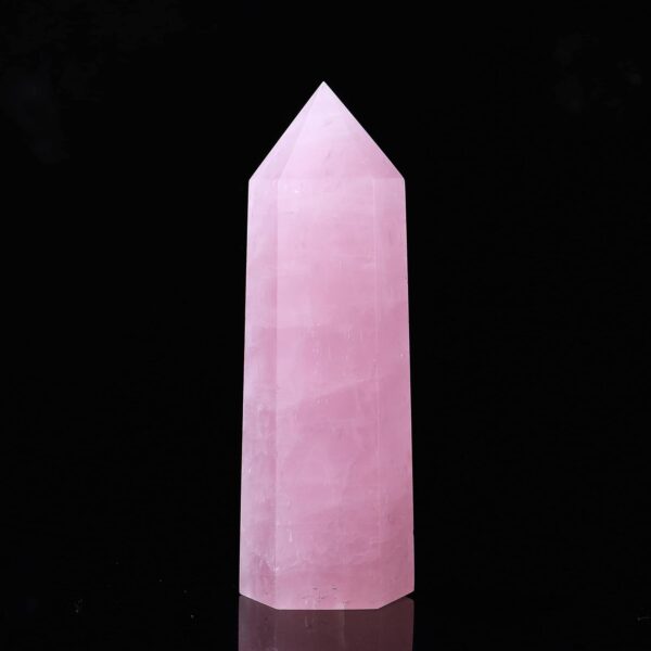 Runyangshi Large Rose Quartz Natural Healing Crystal Wand 4.72"-5" Crystals Tower 6 Faceted Single Point Crystal Prism Wand Natural Stones for Meditation Reiki Chakra Therapy Home Decor Gift