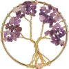 Healing Crystal Ornament Tree of Life Natural Amethyst Tree of Life Charm Car Mirror Accessories Hippie Boho Interior Room Wall Decoration Meditation Good Luck Decoration