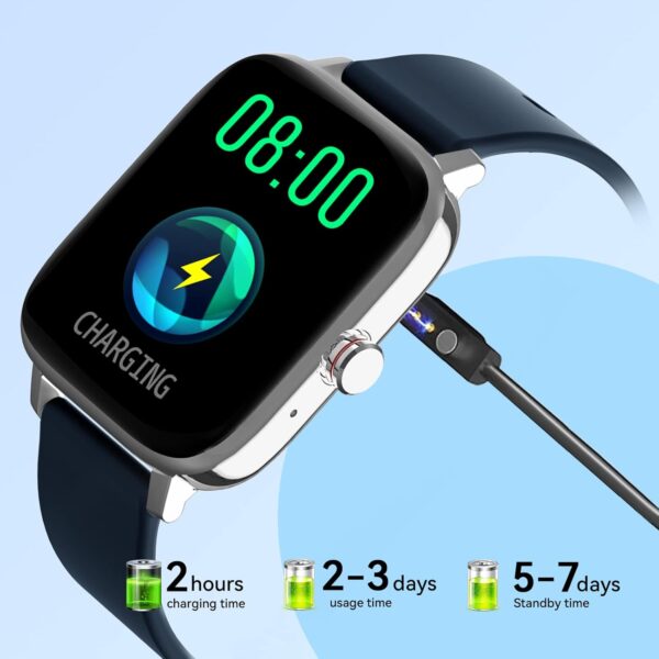 Luoba Smart Watches for Men, 1.69'' Answer/Make Call Android Smartwatch Activity Fitness Tracker with Heart Rate Sleep Monitor Calorie Step Counter Digital Fitness Watch Compatible Android iOS, Blue