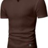 JMIERR Mens Muscle Slim T Shirt V-Neck Longline Henley Shirt Gym Workout Athletic Tee Shirts