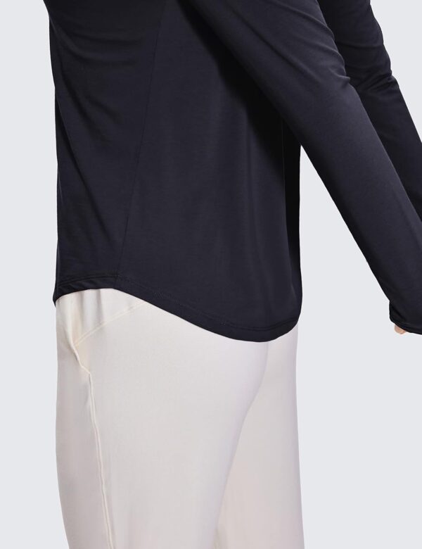 CRZ YOGA Pima Cotton Workout Long Sleeve Shirts for Women Athletic Crewneck Yoga Casual Tops Plain T-Shirt