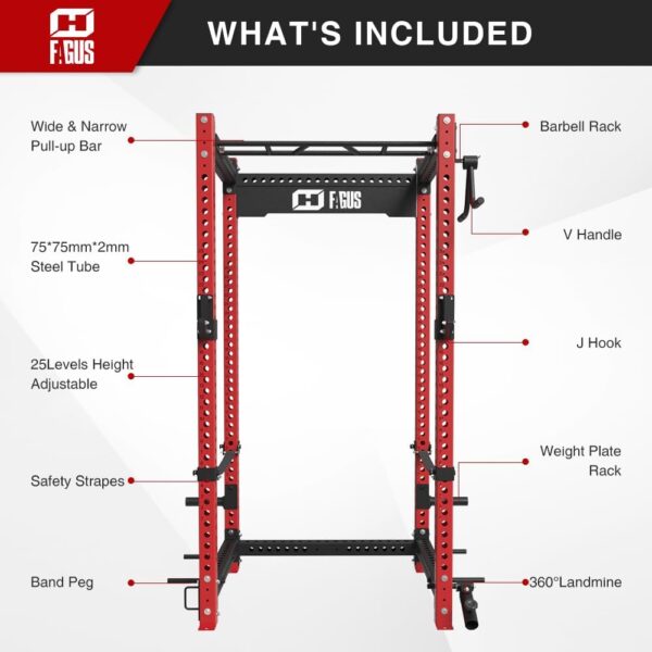 3"x3" Power Cage, 2400LB Multi-Function Power Rack, Commercial Squat Rack with Optional Full Body Workouts Attachments, Dip Bar, Smithbar, LAT Pulldown, Leg Extension and Curl for Home Gym