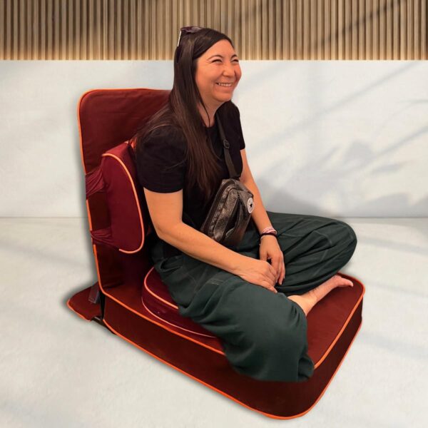 Friends Of Meditation Extra Large Meditation Chair and Yoga Chair with Back Support Cushion and Meditation Block | Yoga Chair for Adults | Premium Floor Chair | Portable | Maroon, Seat Size: 24x22 in