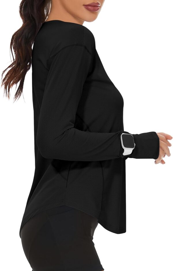 Loovoo Women's Long Sleeve Running Shirts Workout Tops UPF 50+ Sun Shirt Quick Dry Athletic T-Shirts with Watching Window