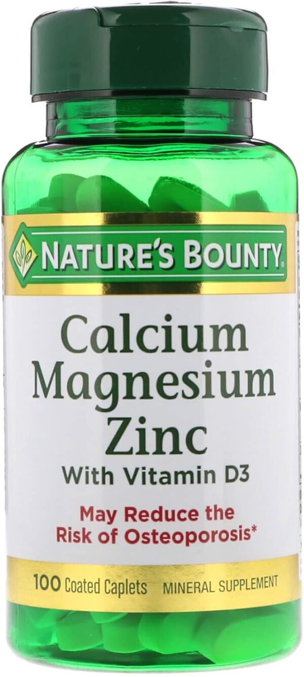Nature's Bounty Calcium Magnesium & Zinc Caplets, Immune & Supporting Bone Health, 100 Count