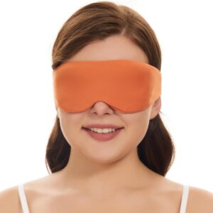 ALASKA BEAR Sleep Mask Headband Design, Blindfold Eye Mask for Women Men 100% Blackout for Meditation Workout Travel, All Sleeping Positions (Tangerine)