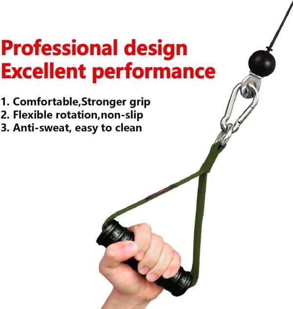 Heavy Duty Gym Exercise Handles Attachment for Cable Machine,Resistance Band,Pulley System Home Fitness Workout Equipment, with Elastic Rubber Grip and 2 Large Carabiners